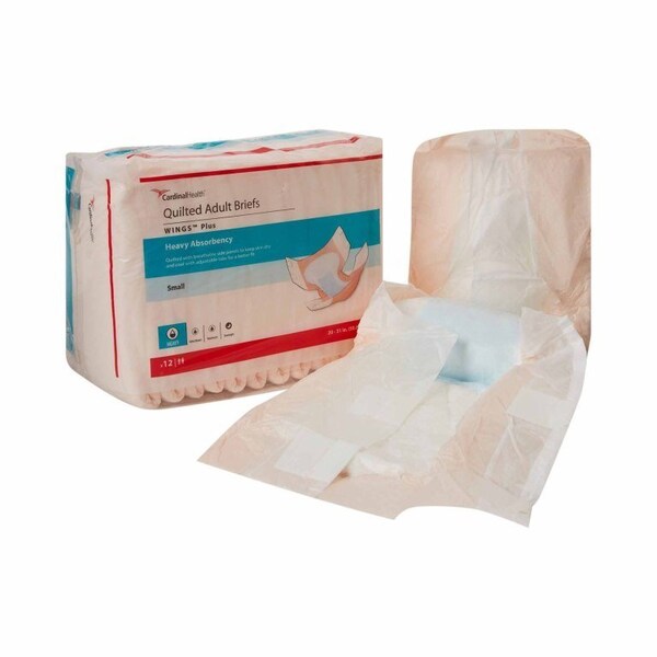 Wings Plus Quilted Unisex Adult Incontinence Brief Wings Small Disposable Heavy Absorbency, 12PK 66032A - main